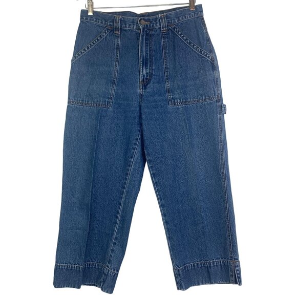 Vintage Bill Blass Cargo Capri Jeans 10 Blue High Waisted Hammer Loop 90s Y2K - Picture 12 of 12